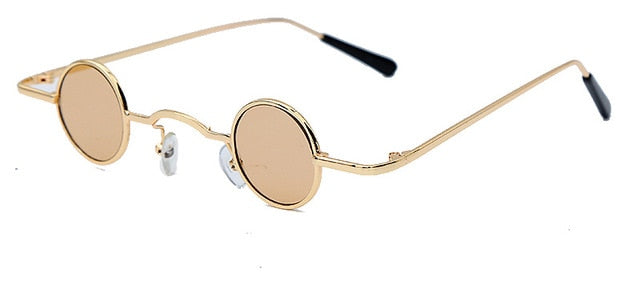 Calanovella Fancy Steampunk Round Sunglasses Funky Steampunk Small Punk Sunglasses for Men Women Vintage Eighties Retro Tiny Oval Round Sun Glasses red,yellow,black,clear black frame,clear gold frame,gold black,pink,champagne 34.99 USD