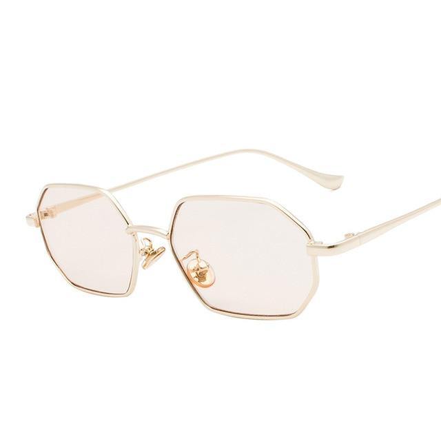 Calanovella Cool Vintage Polygon Square Sunglasses for Men Women Small Punk Red Metal Frame Fashionable Sun Glasses UV400 gold black,red,gold red,full black,yellow,silver,silver gold,pink,clear lens silver frame,clear lens gold frame 34.99 USD