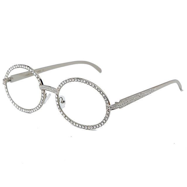 Calanovella Round Sunglasses Diamond Glasses Fashion Sunglasses Stylish Oval New Vintage Fashionable Rhinestone Round Glasses UV400 gold,silver,champagne 34.99 USD