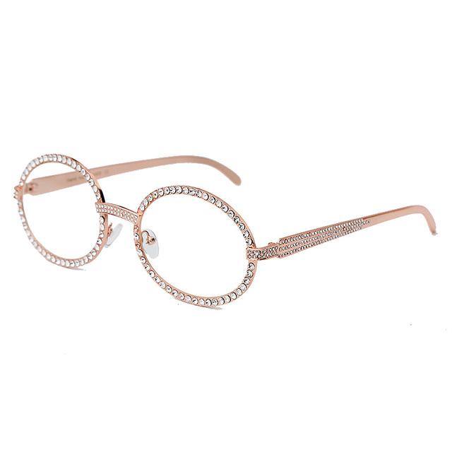 Calanovella Round Sunglasses Diamond Glasses Fashion Sunglasses Stylish Oval New Vintage Fashionable Rhinestone Round Glasses UV400 gold,silver,champagne 34.99 USD