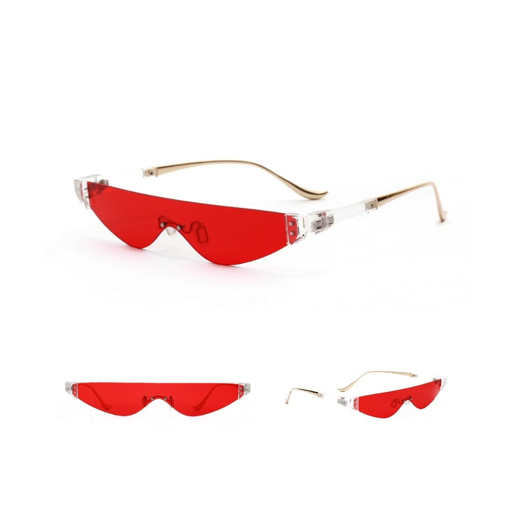 Calanovella Two Toned Rimless Sunglasses Women 2020 Triangular Small Punk Vintage Sunglasses Eighties Retro Men Sun Glasses Eyewear red,yellow,gray,silver 34.99 USD