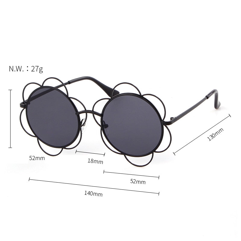 Calanovella Round Sunglasses Stylish Round Flower Sunglasses Oval Round Flowers Circle Frame Chic Sunnies Vintage Eighties Retro 2020 for Men Women black,red gray,pink,blue,yellow,white gray 39.99 USD