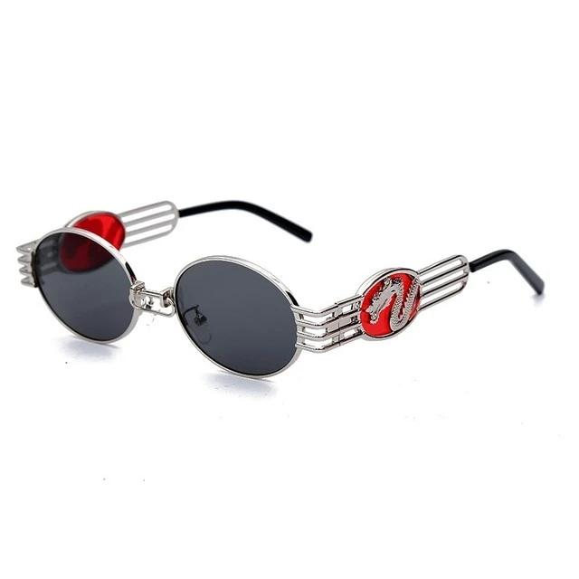 Calanovella Steampunk Round Sunglasses Steampunk Oval Round Sunglasses Mens Womens Cool Stylish Fashionable Dragon Trendy Metal Frames Sun Glasses UV400 silver,gold clear,silver black,gold black,gold red 34.99 USD