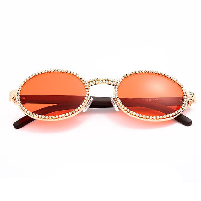 Calanovella Round Sunglasses Rhinestones Round Oval Sunglasses for Men Women 2020 Stylish Vintage Eighties Retro Oval Bling Sun Glasses blue,yellow,red,brown,purple,gold clear,orange,light red,gray,silver clear 34.99 USD