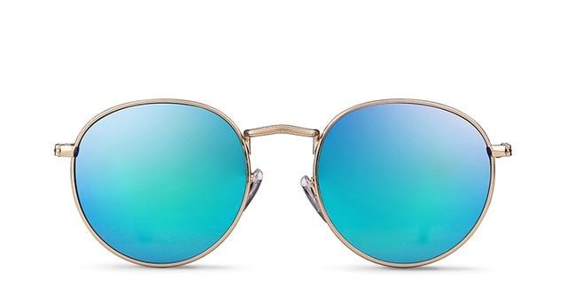 Calanovella Small Oval Polarized Sunglasses for Women Round Retro Steampunk Rose Gold Mirror Sun Glasses