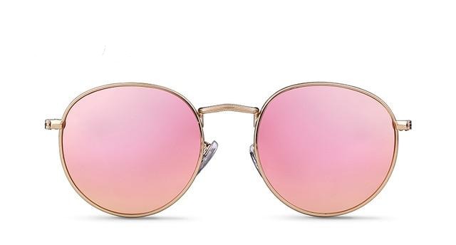 Calanovella Small Oval Polarized Sunglasses for Women Round Retro Steampunk Rose Gold Mirror Sun Glasses