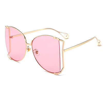 Calanovella Stylish 9 Color Men Women Sunglasses Trendy Pearl Half Frame Oversized Sun Glasses UV400 pink,yellow,gradient a,gradient b,gold black,brown,black,gold clear,silver clear 34.99 USD