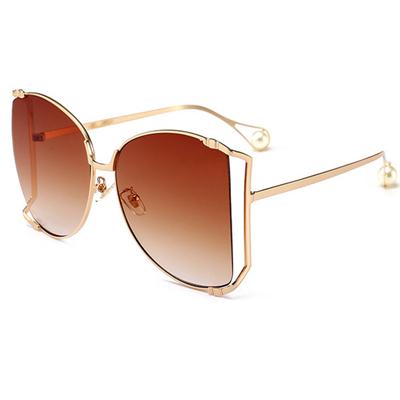 Calanovella Stylish 9 Color Men Women Sunglasses Trendy Pearl Half Frame Oversized Sun Glasses UV400 pink,yellow,gradient a,gradient b,gold black,brown,black,gold clear,silver clear 34.99 USD