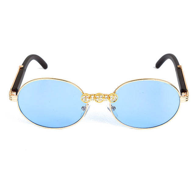 Calanovella Round Sunglasses Diamond Glasses Vintage Wood Frame Diamond Sunglasses Men Women Gorgeous Handmade Round Eyewear UV400 Clear Lens Oval Karen Walker Glasses blue,yellow,red,brown,gray,clear transparent,orange,pink 34.99 USD