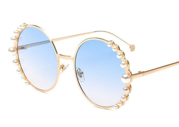 Calanovella Stylish Pearl Big Round Sunglasses UV400