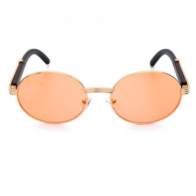 Calanovella Round Sunglasses Fashion Gold Round Oval Sunglasses Vintage Glasses New Fashion Style for Men Women Polarized Wood Frame Eyeglasses UV400 blue,yellow,red,brown,black,gold clear,orange,light red 34.99 USD