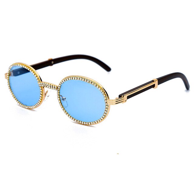 Calanovella Stylish Oval Round Crystal Rhinestones Sunglasses UV400