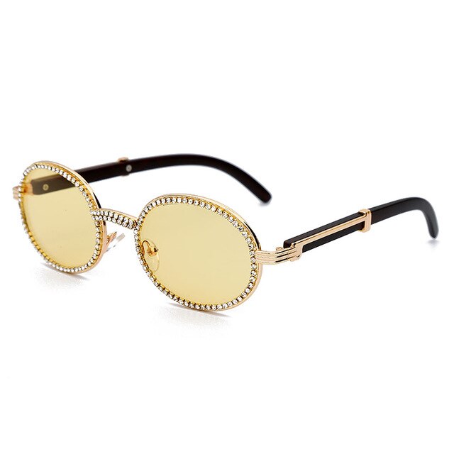 Calanovella Stylish Oval Round Crystal Rhinestones Sunglasses UV400