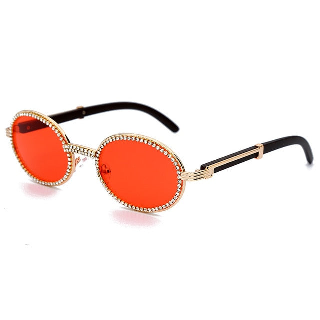 Calanovella Stylish Oval Round Crystal Rhinestones Sunglasses UV400
