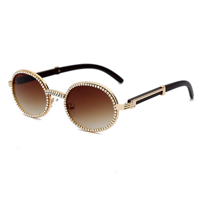 Calanovella Stylish Oval Round Crystal Rhinestones Sunglasses UV400