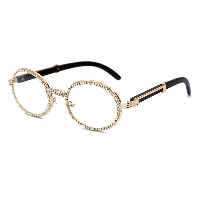 Calanovella Stylish Oval Round Crystal Rhinestones Sunglasses UV400