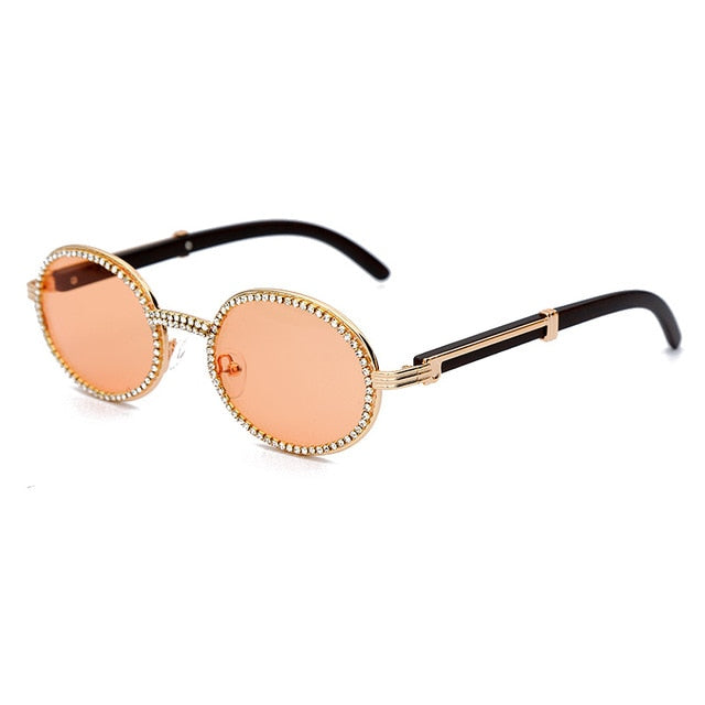 Calanovella Stylish Oval Round Crystal Rhinestones Sunglasses UV400