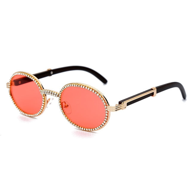 Calanovella Stylish Oval Round Crystal Rhinestones Sunglasses UV400