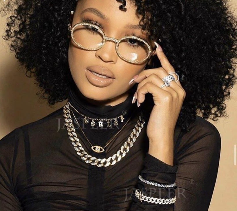 Calanovella Stylish Oval Round Crystal Rhinestones Sunglasses UV400