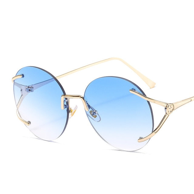 Calanovella Big Oversized Round Frameless Sunglasses UV400