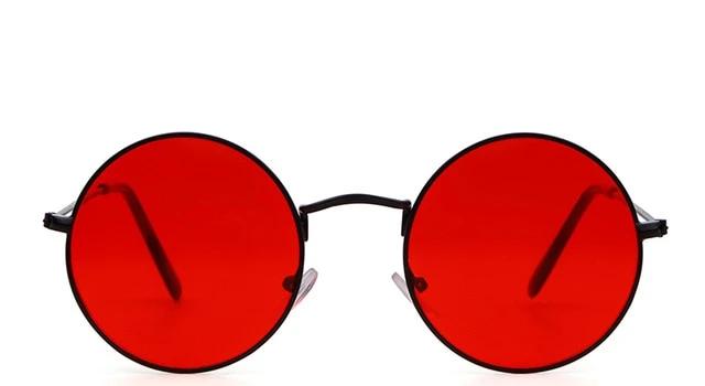 Calanovella Steampunk Round Sunglasses Retro Slim Red Oval Round Sunglasses Women Men 90s Skinny Steampunk Metal Circle Sun Glasses Shades black,red,gradient gray,yellow,pink,silver 34.99 USD