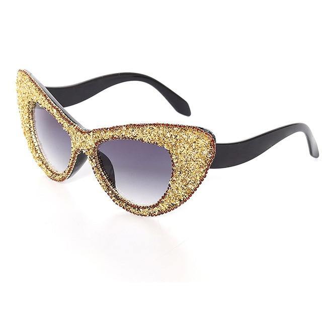 Calanovella Cat Eye Diamond Glasses Trendy Oversized Cat Eye Diamond Rhinestones Bling Sunglasses for Men Women 2020 Stylish New Design UV400 yellow,red,rainbow,pink,blue,white 34.99 USD