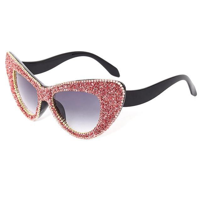 Oversized Shiny Diamond Sunglasses Women Rhinestone Cat Eye Sunglasses  Vintage Ladies Bling Party Sunglasses Eyewear UV400 XN