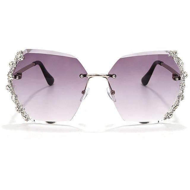 Calanovella Diamond Glasses Men Women’s Diamond Rhinestones Two Toned Rimless Sunglasses Trendy New Fashionable Diamond Cut Design Shades for Men Women clear,gray,brown,purple,champagne 39.99 USD