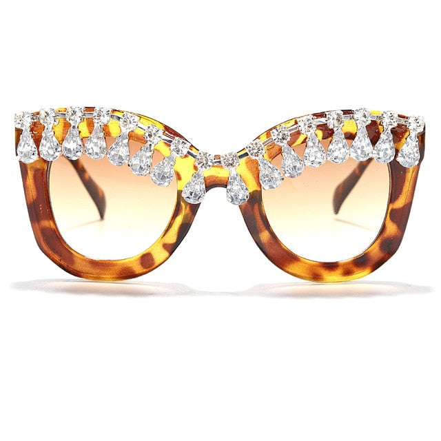 Calanovella Cat Eye Diamond Glasses Stylish Men Women’s Sunglasses with Rhinestones 2020 Trendy Square Cat Eye Diamond Oversized Sunglasses UV400 black,red,leopard a,leopard b,white frame 39.99 USD