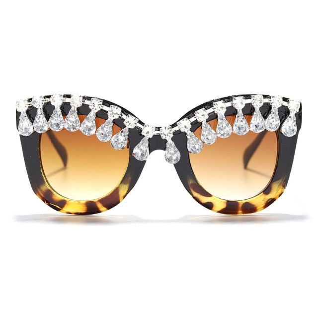 Calanovella Cat Eye Diamond Glasses Stylish Men Women’s Sunglasses with Rhinestones 2020 Trendy Square Cat Eye Diamond Oversized Sunglasses UV400 black,red,leopard a,leopard b,white frame 39.99 USD