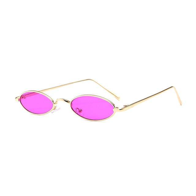 Calanovella Fancy Cool Funky Retro Small Punk Oval Sunglasses for Men Women Vintage 90s Tiny Narrow Cool Oval Sun Glasses Purple Lens UV400 silver clear,gold clear,full black,silver black,gold black,purple,silver,pink,yellow,red 39.99 USD