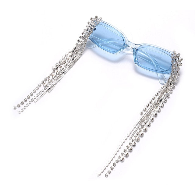 Calanovella Trendy Crystal Diamond Tassel Rhinestones Sunglasses UV400