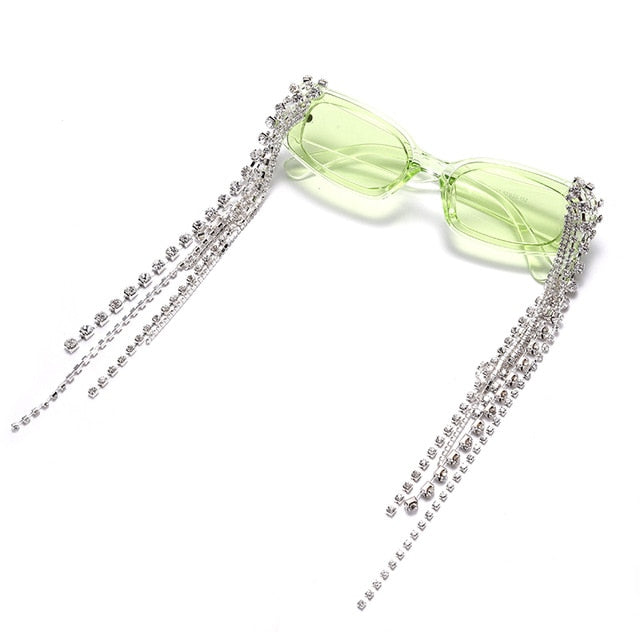 Calanovella Trendy Crystal Diamond Tassel Rhinestones Sunglasses UV400