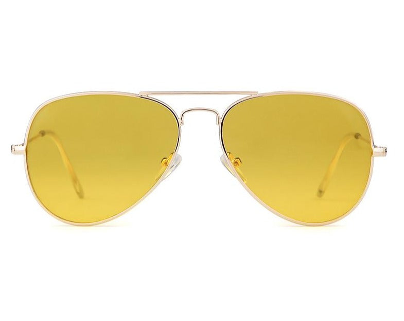 Calanovella Aviator Yellow Pilot Glasses Night Vision Goggles Aviation Sunglasses Men Women Design Gold Metal Frame Female Yellow Lens Yellow Lens 34.99 USD