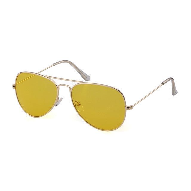 Calanovella Aviator Yellow Pilot Glasses Night Vision Goggles Aviation Sunglasses Men Women Design Gold Metal Frame Female Yellow Lens Yellow Lens 34.99 USD