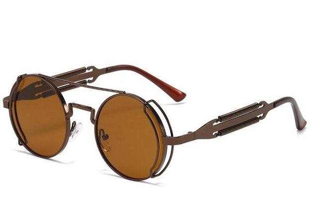Calanovella Steampunk Goggles Round Metal Cool Punk Eyewear UV400