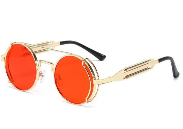 Calanovella Steampunk Goggles Round Metal Cool Punk Eyewear UV400