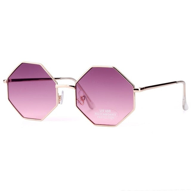 Calanovella Men Women Sunglasses Fashionable Sunglasses for Men Women Cool Stylish Polygon Metal Frame New Purple Clear Lens UV400 pink,cool rainbow,purple 34.99 USD