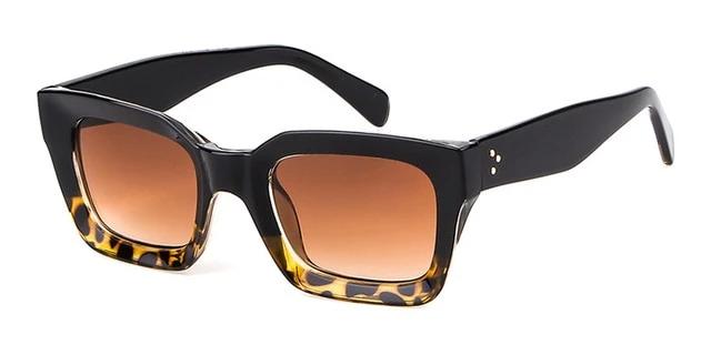 Calanovella 2020 Vintage Oversized Square Sunglasses for Men Women Transparent Eighties Retro Square Style Design Tortoiseshell Frame Sun Glasses sand black,bright black,transparent frame,fire leopard,leopard,beige brown 34.99 USD