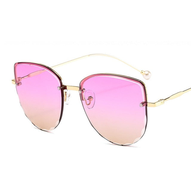 Calanovella Cat Eye Men Women Sunglasses Fashionable Two Toned Rimless Cat Eye Sunglasses for Men Women Gradient Vintage Men Women’s Sunglasses Oval Round Eighties Retro Men Womens Two Toned Rimless Sun Glasses UV400 black,brown,gray,red,purple,light brown,blue pink,pink brown 39.99 USD