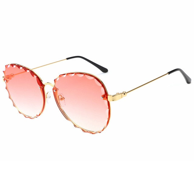 Calanovella Aviator Stylish Pilot Sunglasses for Men Women Two Toned Rimless Vintage Gradient Wave Men Women’s Trendy Sunglasses UV400 black,pink,blue,gold clear,gray,brown,green,pink mirror 34.99 USD