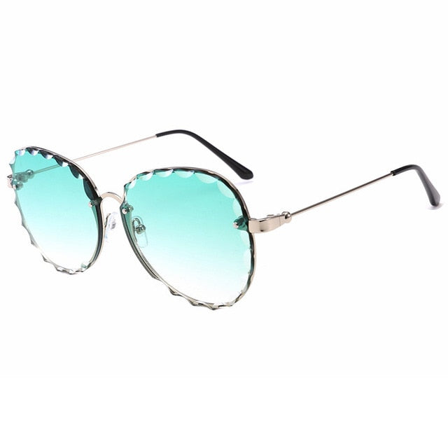 Calanovella Aviator Stylish Pilot Sunglasses for Men Women Two Toned Rimless Vintage Gradient Wave Men Women’s Trendy Sunglasses UV400 black,pink,blue,gold clear,gray,brown,green,pink mirror 34.99 USD