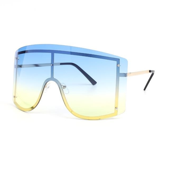 Calanovella Oversized Blue Yellow Gradient Sunglasses Fashion Rimless