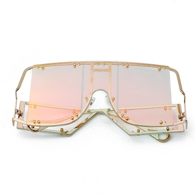 Calanovella Steampunk Men Women Sunglasses Fashion Oversized Sunglasses for Men Women New Stylish Large Frame Steampunk Big Square Shades Men Women’s Fashionable Style Oversize Sun Glasses UV400 pink mirror,red,green,black,brown,yellow,pink,clear,champagne,light pink 39.99 USD