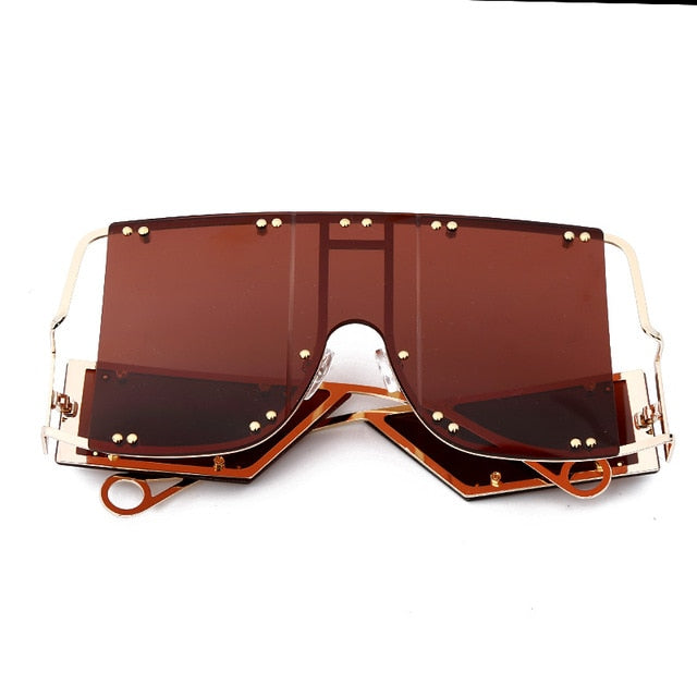 Calanovella Steampunk Men Women Sunglasses Fashion Oversized Sunglasses for Men Women New Stylish Large Frame Steampunk Big Square Shades Men Women’s Fashionable Style Oversize Sun Glasses UV400 pink mirror,red,green,black,brown,yellow,pink,clear,champagne,light pink 39.99 USD