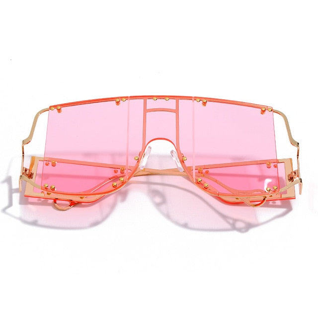 Calanovella Steampunk Men Women Sunglasses Fashion Oversized Sunglasses for Men Women New Stylish Large Frame Steampunk Big Square Shades Men Women’s Fashionable Style Oversize Sun Glasses UV400 pink mirror,red,green,black,brown,yellow,pink,clear,champagne,light pink 39.99 USD