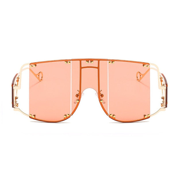 Calanovella Steampunk Men Women Sunglasses Fashion Oversized Sunglasses for Men Women New Stylish Large Frame Steampunk Big Square Shades Men Women’s Fashionable Style Oversize Sun Glasses UV400 pink mirror,red,green,black,brown,yellow,pink,clear,champagne,light pink 39.99 USD