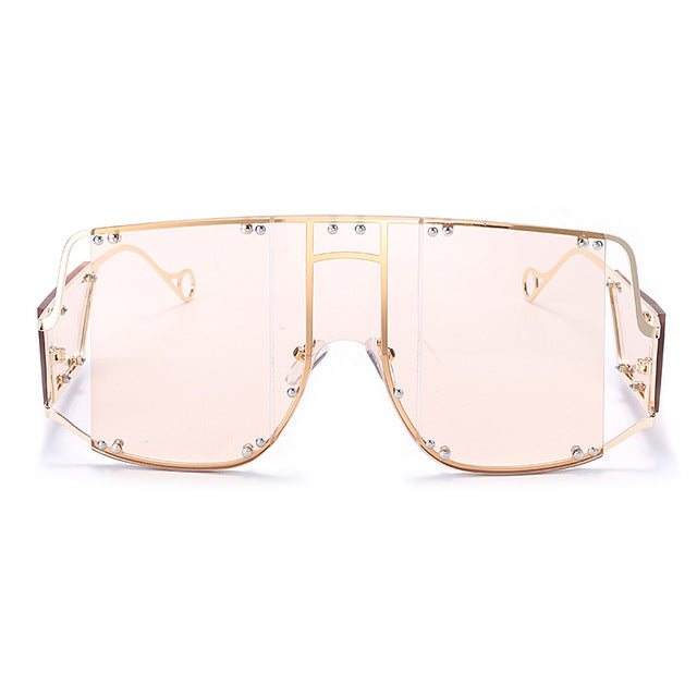 Calanovella Steampunk Men Women Sunglasses Fashion Oversized Sunglasses for Men Women New Stylish Large Frame Steampunk Big Square Shades Men Women’s Fashionable Style Oversize Sun Glasses UV400 pink mirror,red,green,black,brown,yellow,pink,clear,champagne,light pink 39.99 USD