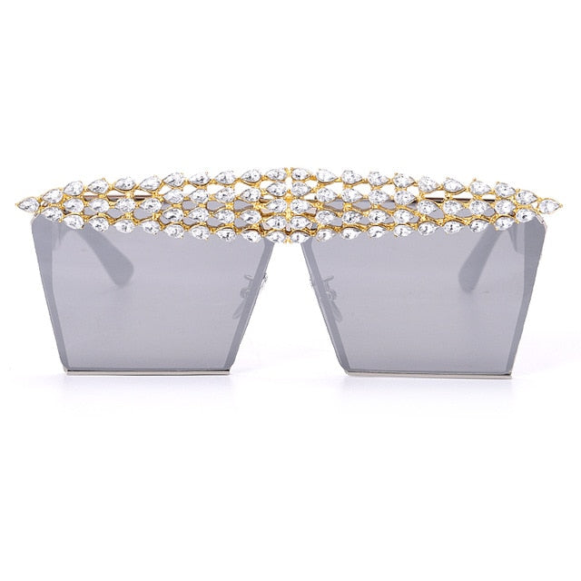 Calanovella Stylish Crystal Diamond Rhinestones Square Sunglasses