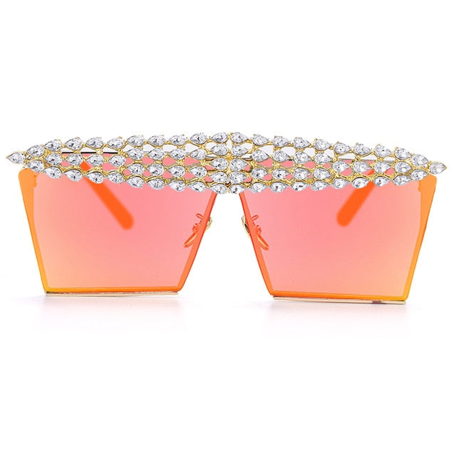 Calanovella Stylish Crystal Diamond Rhinestones Square Sunglasses